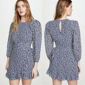 Reformation Quest Mini Blue Dress Soho Print Size 12